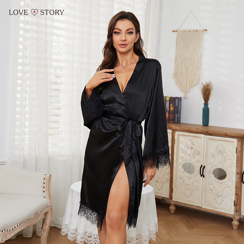Hot Sale Discounts Womens Ladies Satin Lace G-string Panties Pajamas Dressing Robe Gown Women's Pajama Set Odm/oem 