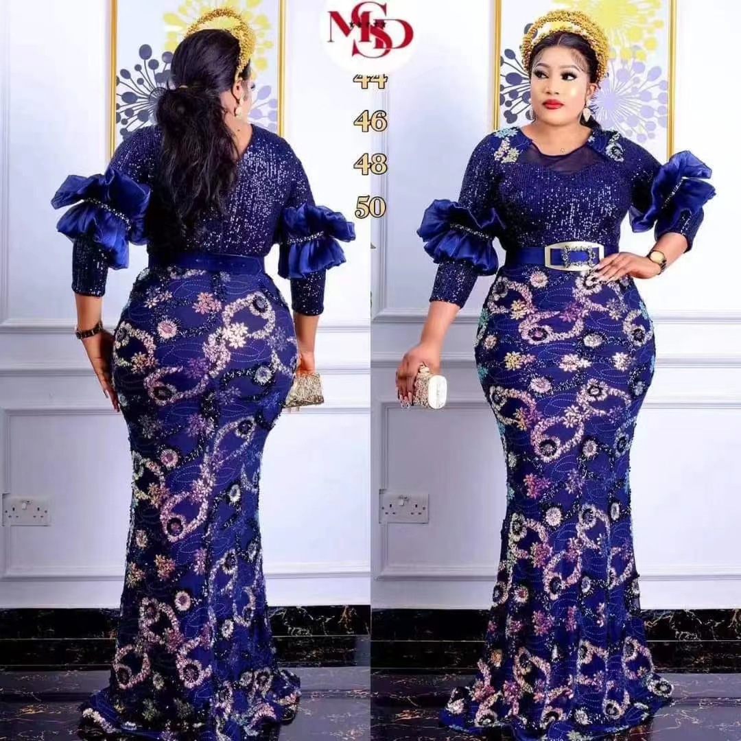 2022 Christmas New Arrivals African Women's Evening Dresses Sequins Party Dress Fashion Elegant Slim Dress 