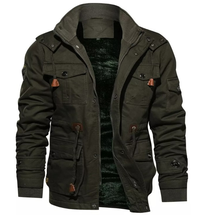 2022 Wholesale Customized Mens Winter Warm Thicken Outerwear Plus Size Jacket Custom Pilot Fleece Jacket For Man 