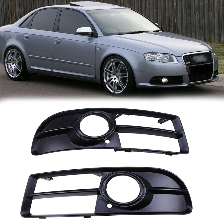 Car Front Lower Grilles Bumper Fog Lights Covers For Audi A4 B7 Sedan Avant Cabrio S-line Quattro 2005 2006 2007 2008 