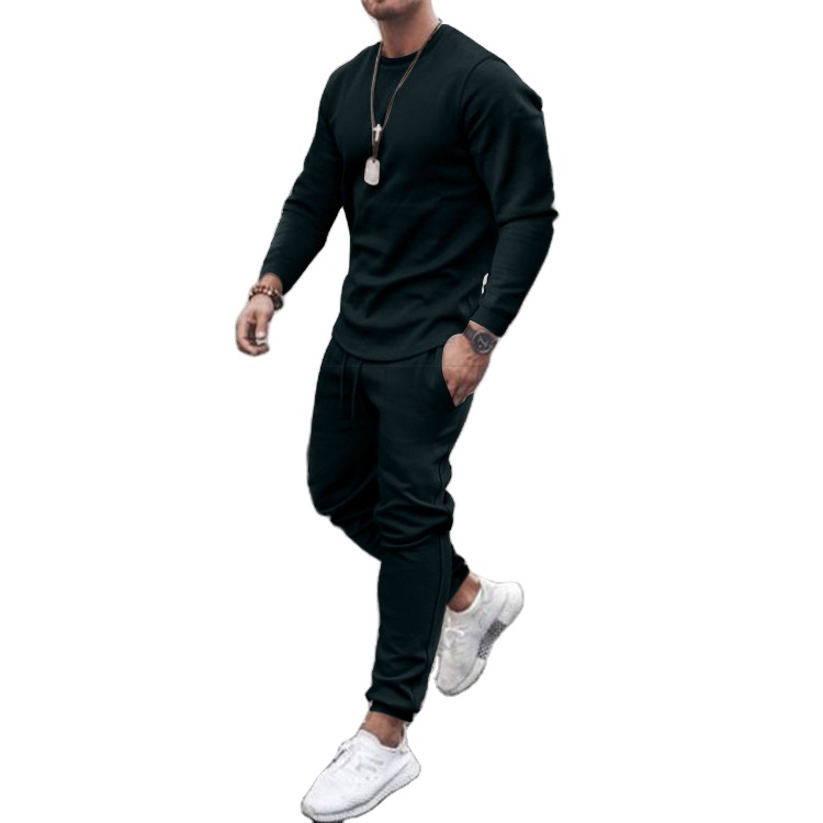 Lx1381 2021 New Summer Men's European And American Long Sleeve Leisure Suit Fashion Sports Two Piece Suit 