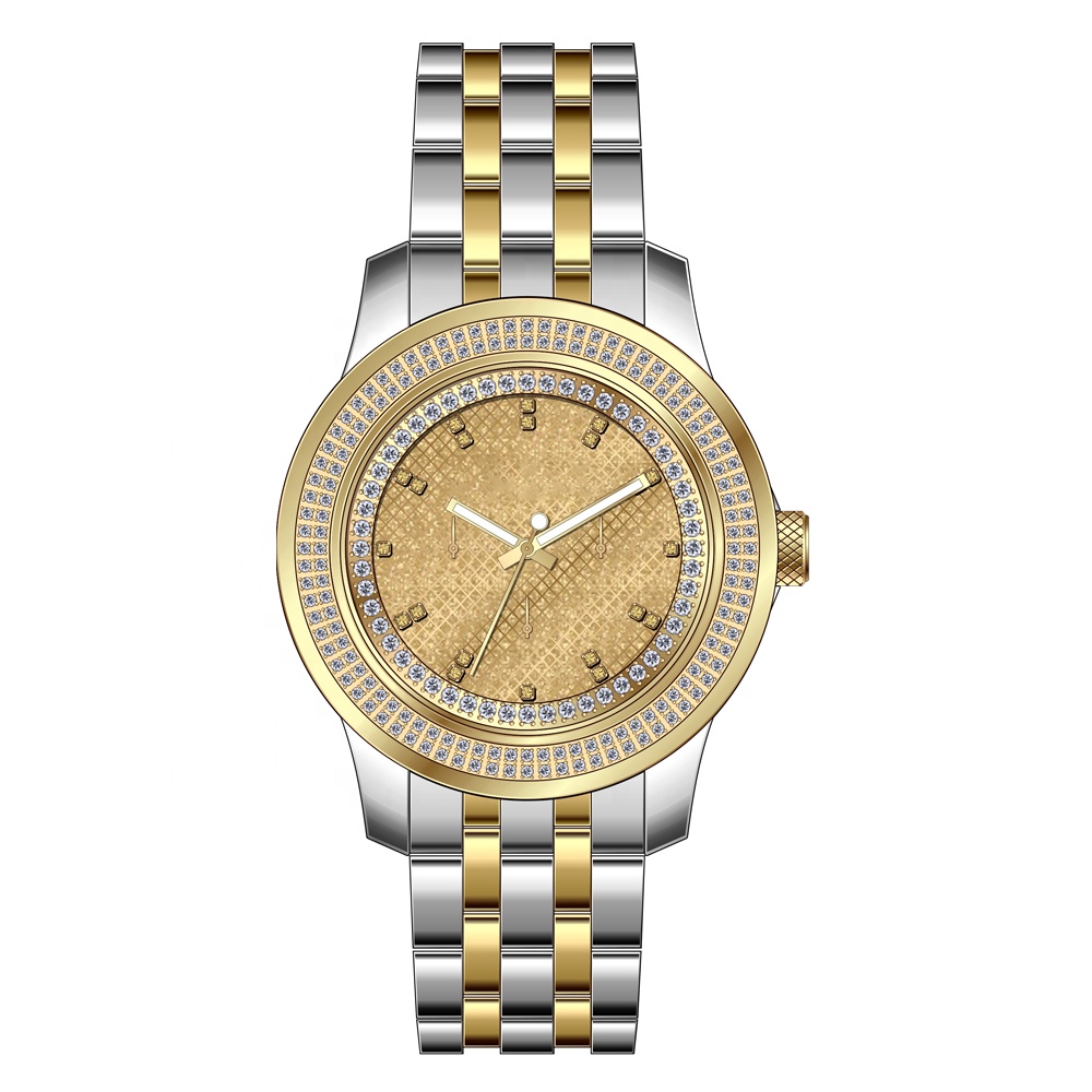 Custom Luxury Stainless Steel Cnc Cz Diamond Men Iced Out Watch For Women Oem 