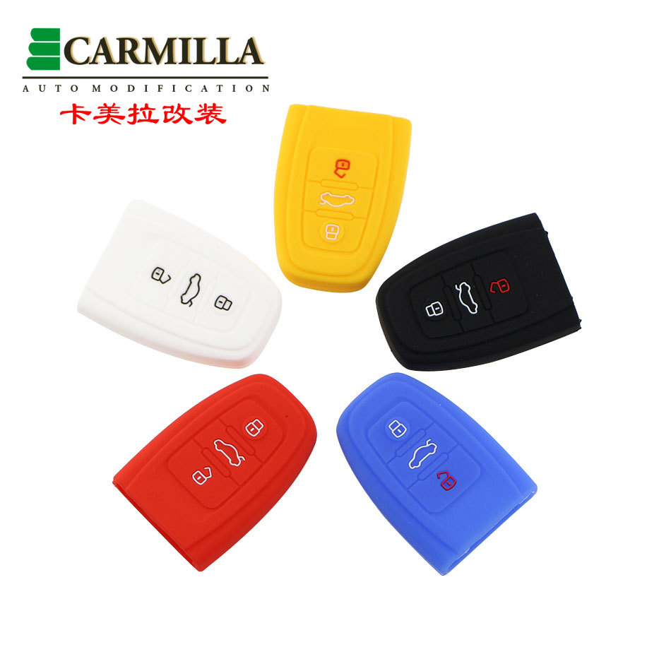 Silicone Car Key Case Cover Holder Protector Fit For Audi A4 A5 A6 A7 A8 S4 S5 S6 Q5 Q7 B7 B8 Smart Remote Car Key Accessories 