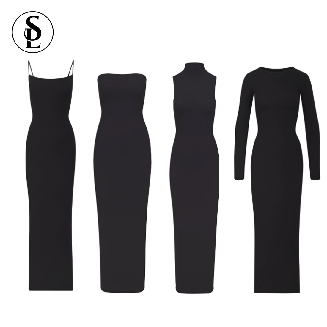 2023 Custom Sexy Knitted Skims Black Long Maxi Bodycon Dress Womens Casual Dresses 