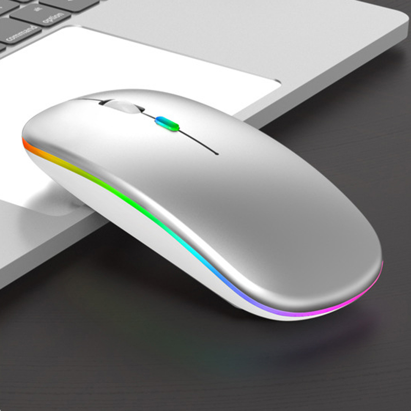Laptop Computer Accessories Pink 2.4g Optical Ultra Thin Led Lights Gaming Rechargeable Wireless Mouse For Macbook 