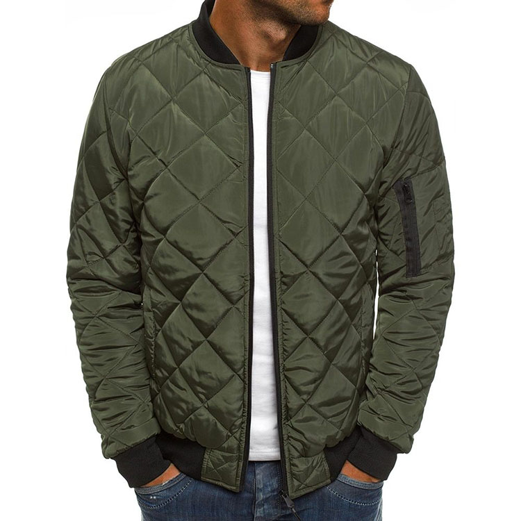 High Quality Mens Cotton-padded Jackets Winter Solid Color Warm Men Jacket Rhombus Seam Cotton Man Jackets Coat Overcoat 