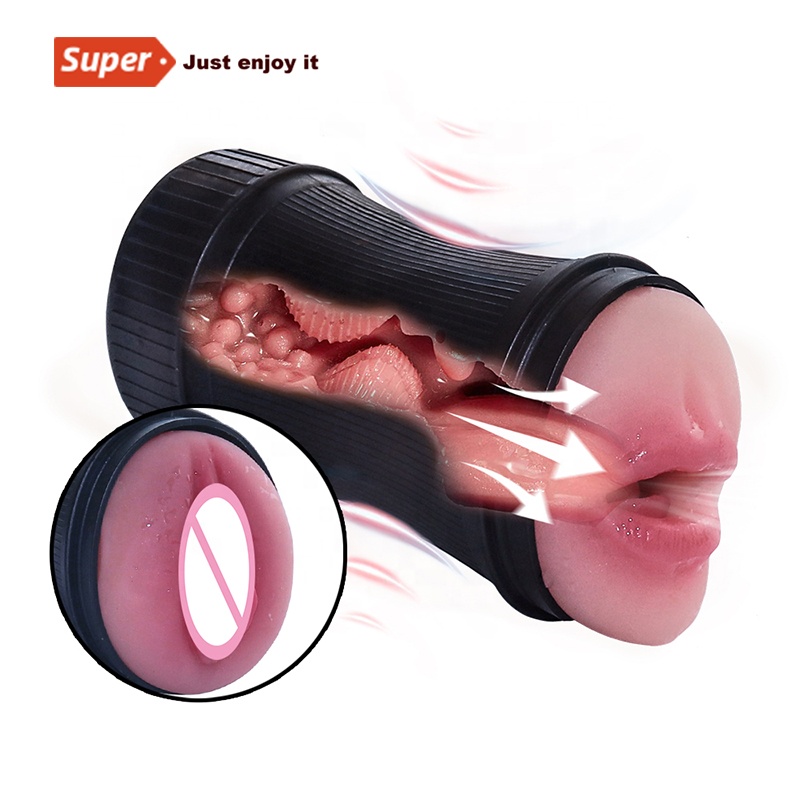 Male Sex Toy Real Vagina Masturbation Pussy Mouth Blow Job Masturbator Device Adult Endurance Exercise Oral Sex Products For Man 