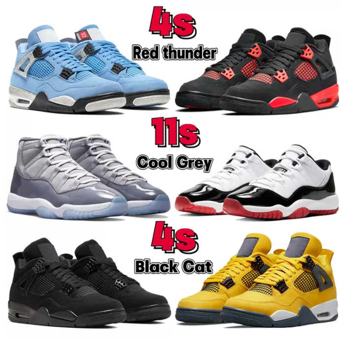 New Fashion Brand High Quality Running Shoes 4 4s Sneakers Basketball Sports Jordaneliedlys Shoes For Men 