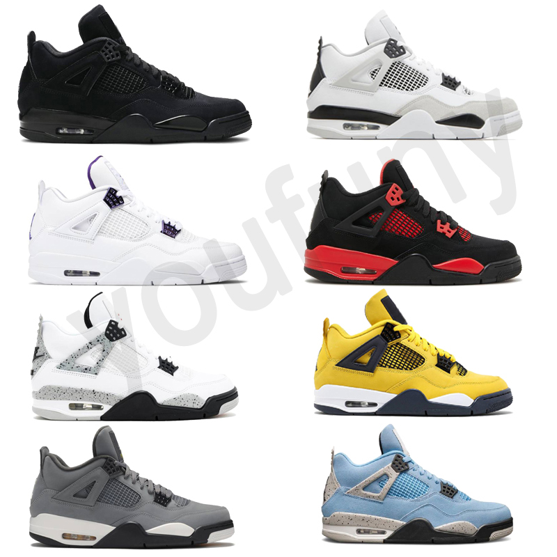New Arrival Aj 4 Basketball Shoes Black Red Thunder University Blue Men Women Sneakers Sports Trainer 