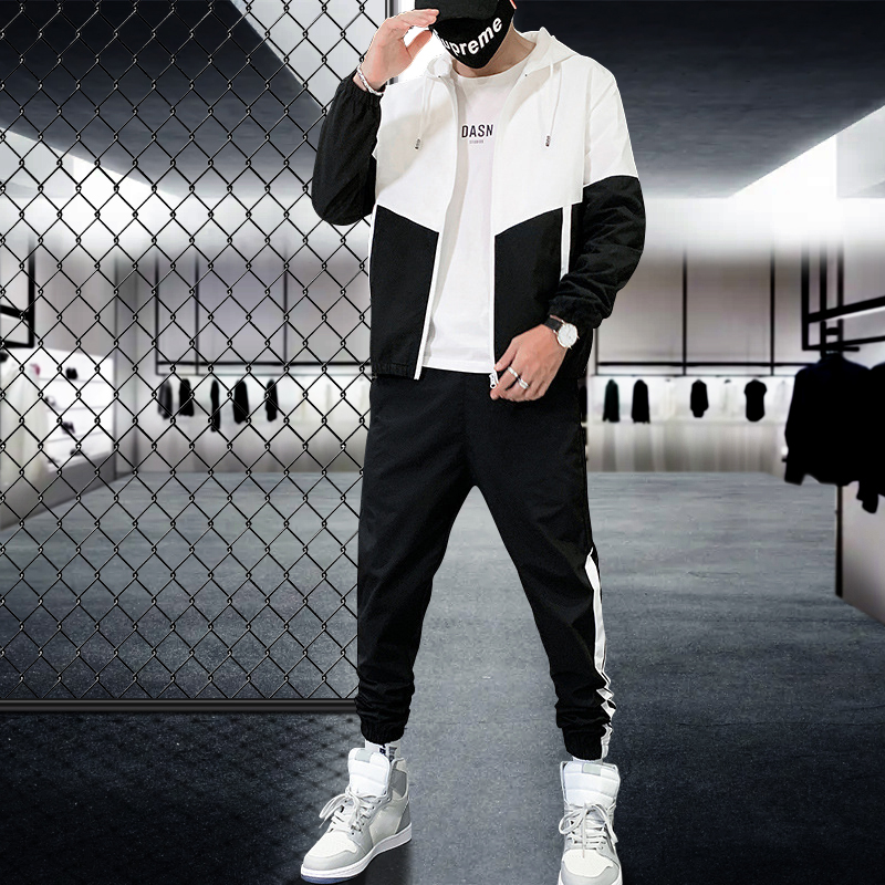 Fashion Sportswear Men's Custom Logo 2 Pc Zip Tracksuit Sweatsuit Jogger Suit Men Tracksuit Set 