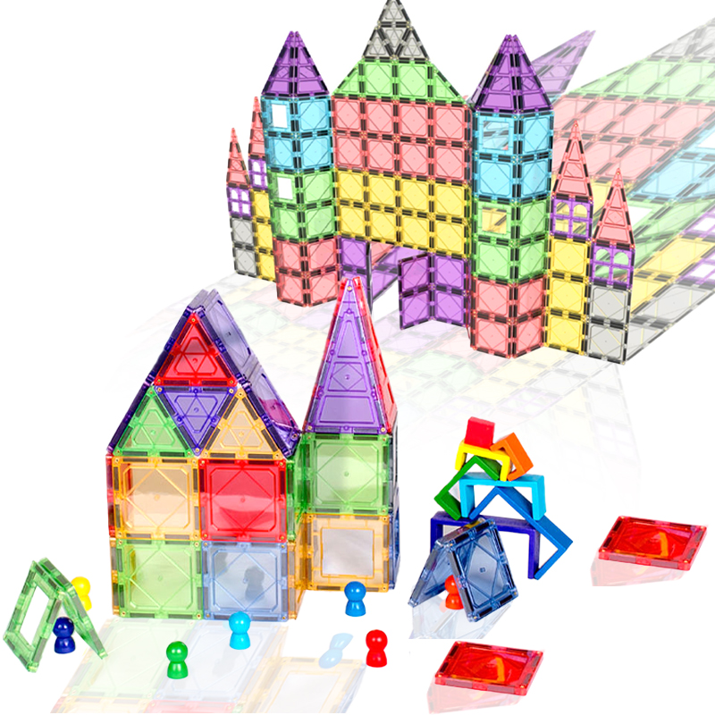 In Stock! 100pcs Magnet Tiles Toys Wholesale Kids Magnetic Blocks Unique Educational Toys 