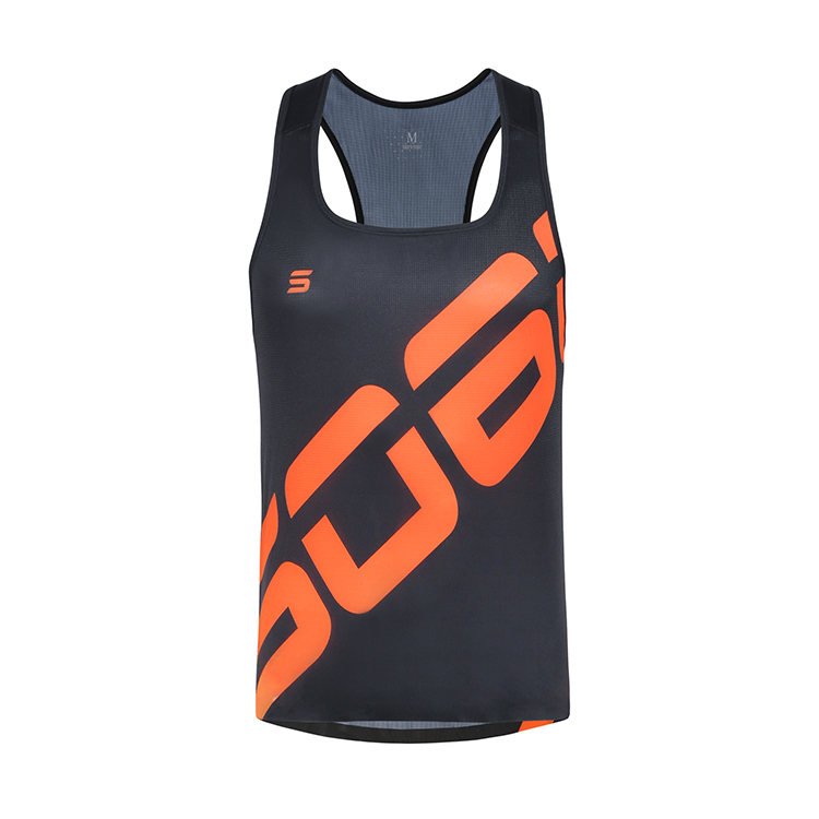 Men's Breathable Punching Printed Running Singlet Wholesale Fitness Sportswear 