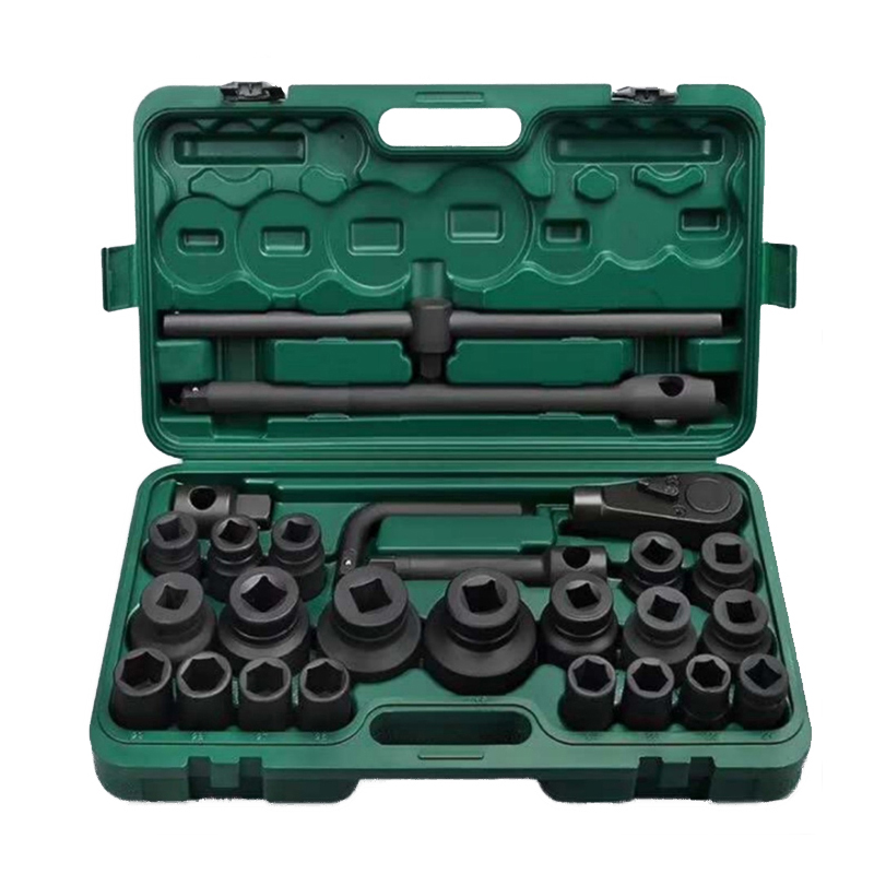 26pcs Heavy Socket Set 3/4" Drive Deep Impact Socket Set With Ratchet Wrench Head And Curved Lever Wrench 