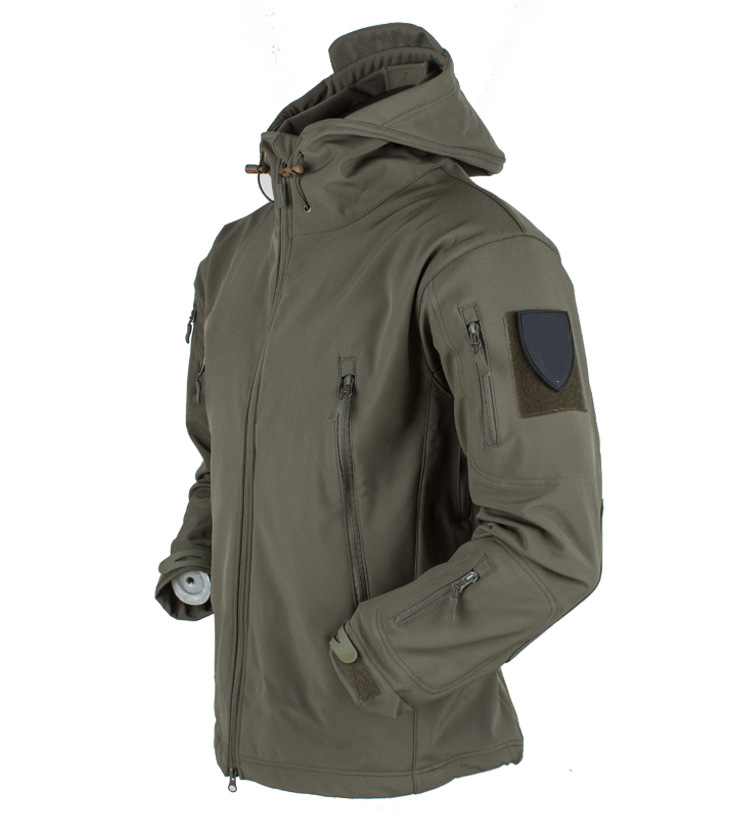 Factory Supply Tactical Men's Fleece Jacket Outdoor Sports Hoodie Hiking Cold Proof Coat Hoodie 