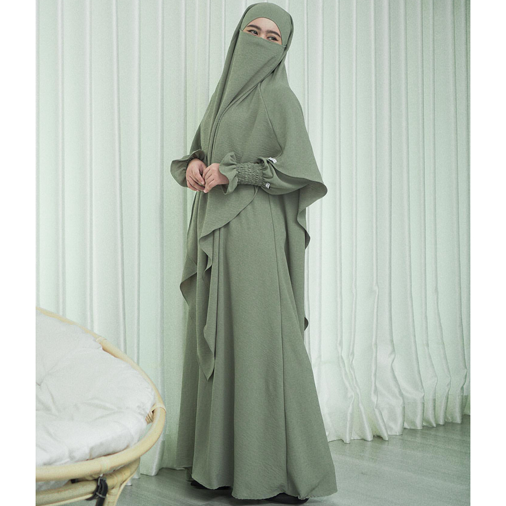 Butterfly Abaya With Khimar High Quality Crepe Jazz Women Muslim Islamic Clothing Jilbab Hijab Prayer Dress Two Piece Set Abaya 