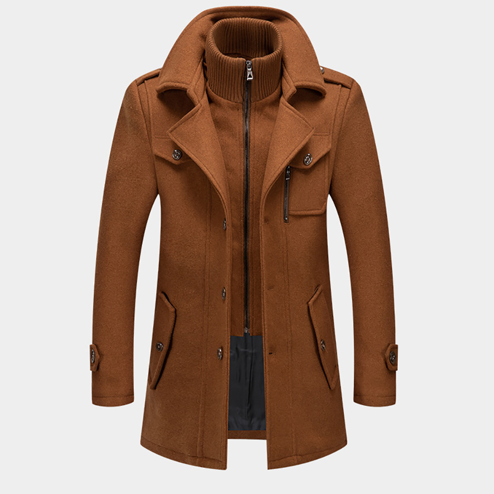 Autumn And Winter New Custom Men's Double Collar Woolen Warm Plus Size Long Coat Windproof Jacket For Men 