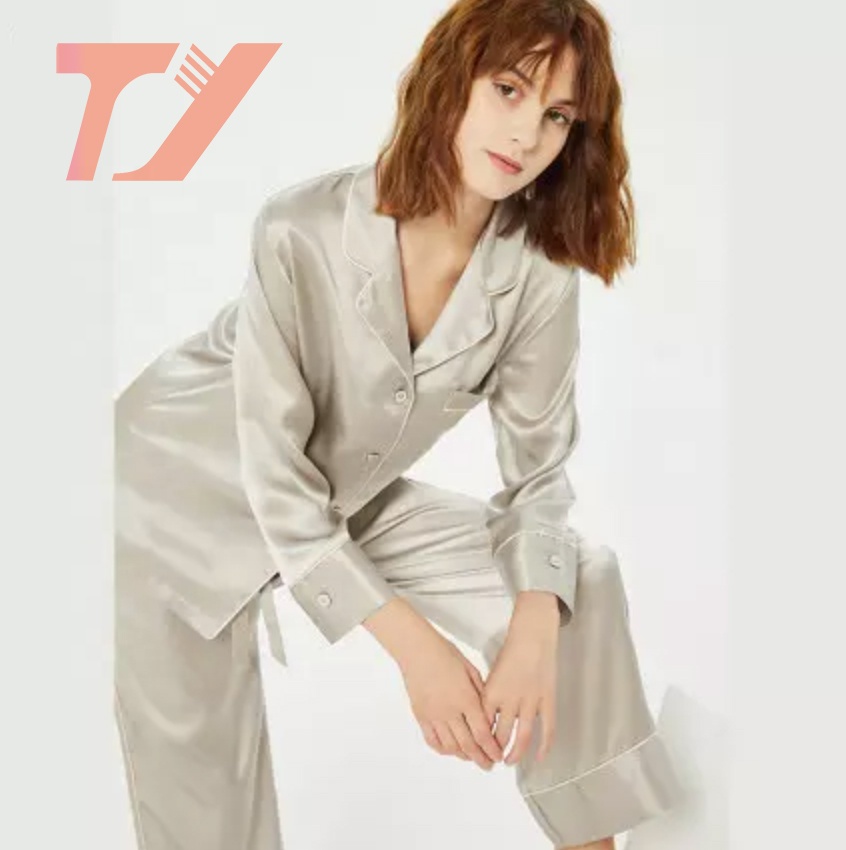 Pure Mulberry Women's Soft Long Sleeve Sleepwear Button Down Satin Silk Pajama Set 