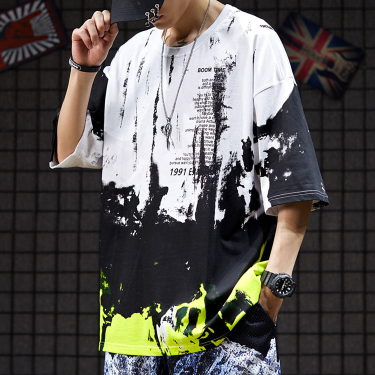 Custom Brand Hip Hop Style Casual Oversized T-shirts Men's Summer Clothing Tie Dyed Fashion T-shirts 