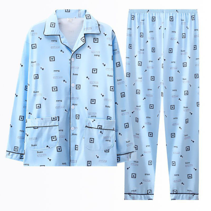 Custom Wholesale Summer Men's Sleepwear Sets Cotton Long Sleeves Pajamas Printed Cartoon Boy's Pajama Sets 