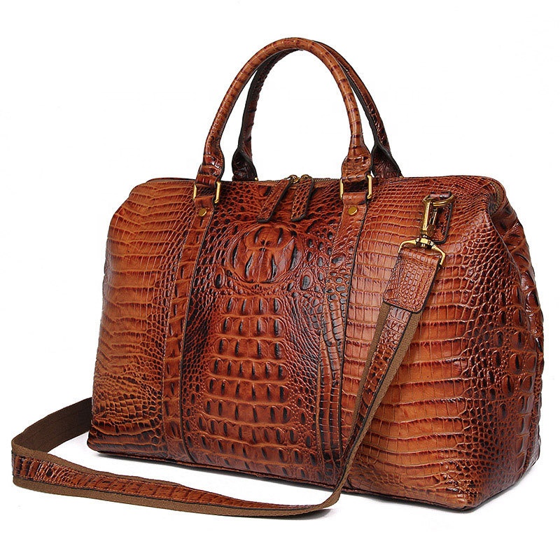 Crocodile Genuine Leather Handbag For Women Luxury Alligator Bag Ladies Top Handle Fashion Leather Travel Duffel Bags 