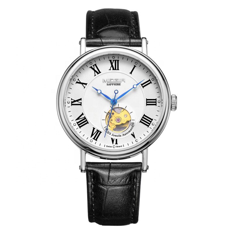 Sapphire Glass Watch Water Resistant Japan Miyota Megir Transparent Automatic Watches 