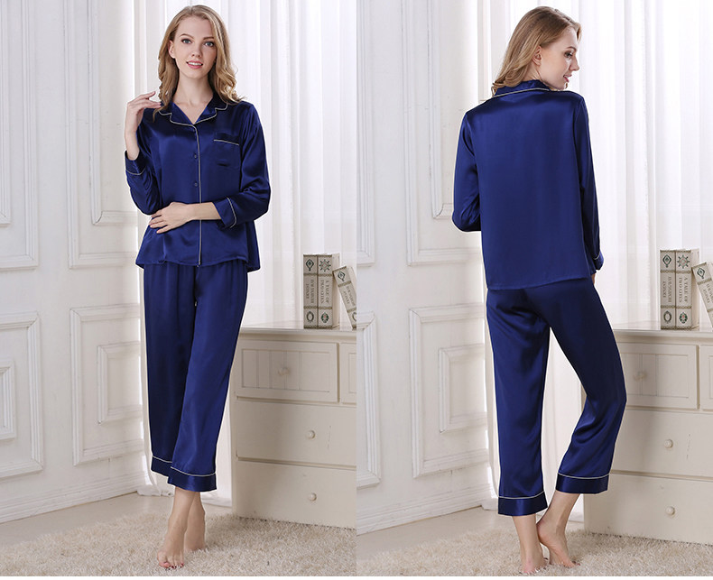 Women's 100% Mulberry Silk Pajama Set,Relaxed Fit Pjs,Multi Color Options 