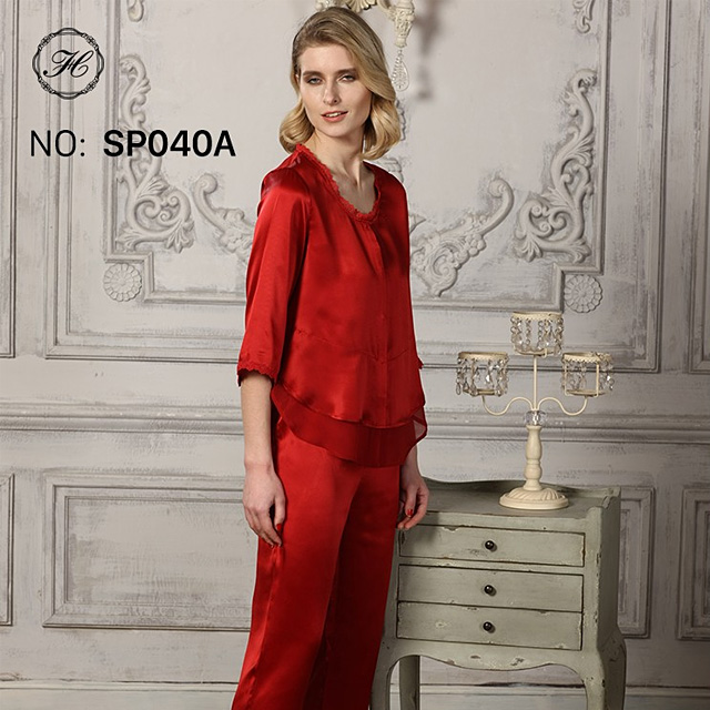 Hcy 2017 Free Shipping Wholesale Adult Women's Silk Sleepwear Sp040 