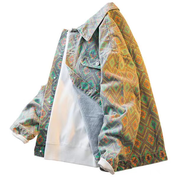 2022 Winter Men's Light Weight Jackets Cowboy Jacket Printed Casual Wear Long-sleeved Shirt Coat Male Button Men's Jackets 