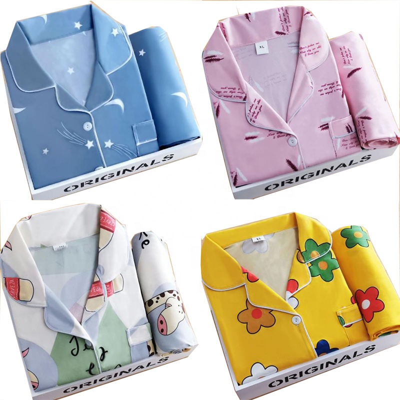 Factory Wholesale Home Pajamas Women's Two-piece Set Long Sleeve Trousers Sleepwear 
