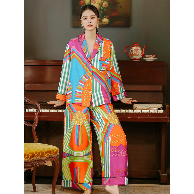 Drop Shipping 2022 Ladies Luxury Silk Satin Women Sleepwear Sets Women 2 Piece Long Sleeve Silk Pajama Sets 