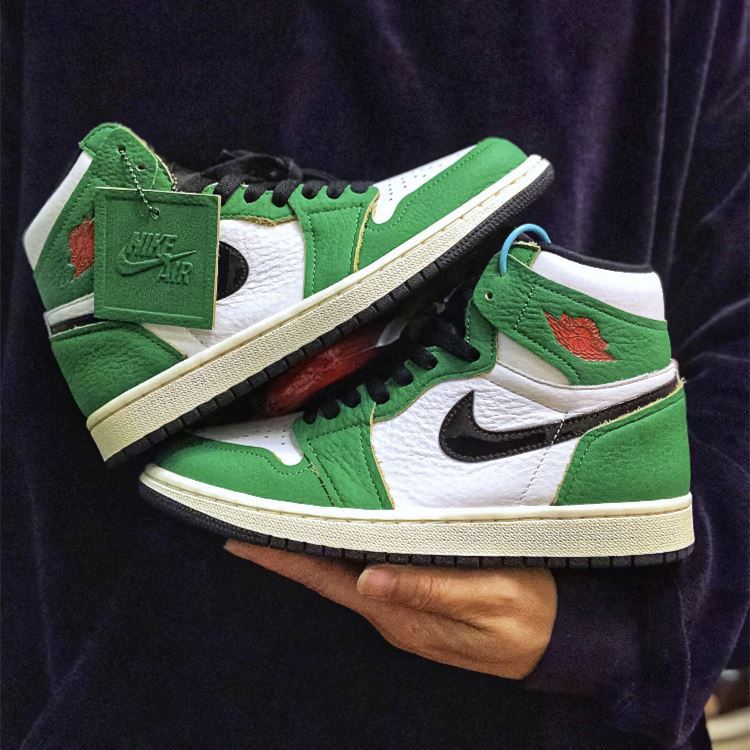 Free Shipping Classic Brand Nike Air Jordan High "lucky Green" Aj1 Basketball Sports Shoes Outdoor Casual Nike Sneakers Shoes 