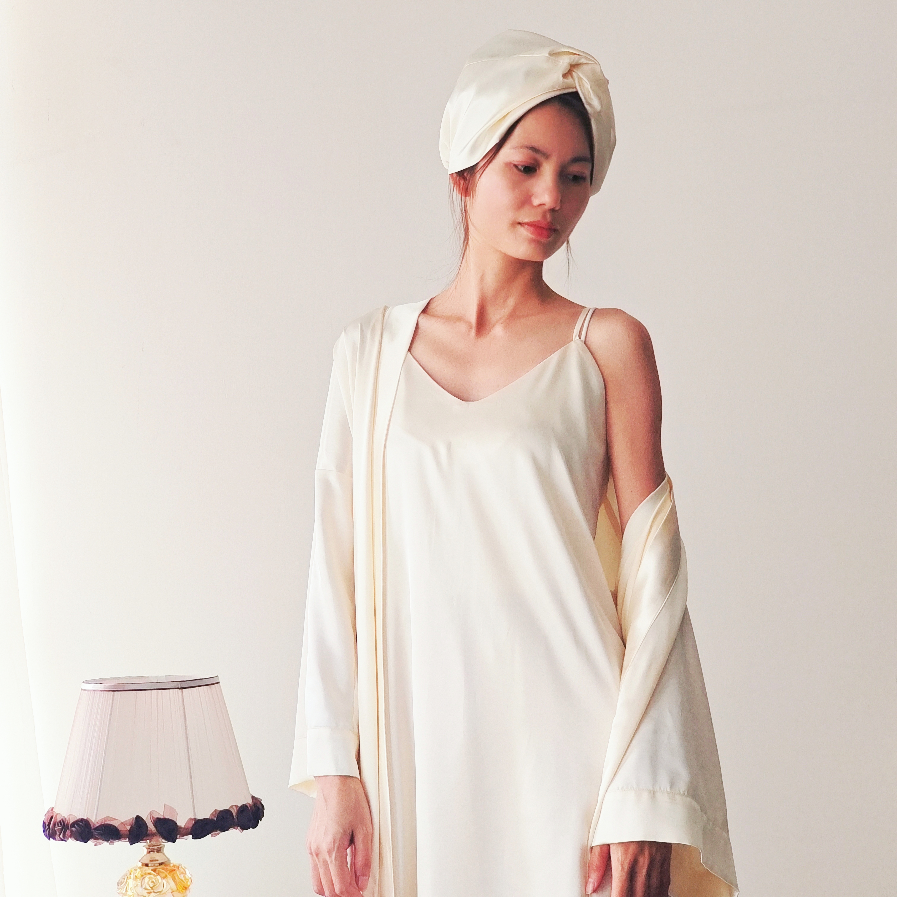Amazon Custom Logo Women's Sleepwear Wedding Party Pure Color Night Dress Silk Robes 