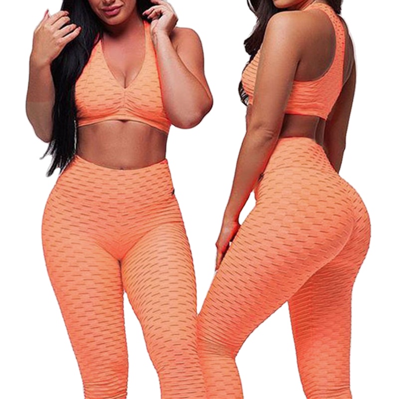 2021 High Quality Custom Logo Sportswear Women High Waist Fitness Workout Clothing Two Piece Yoga Sets Bra Yoga Set 
