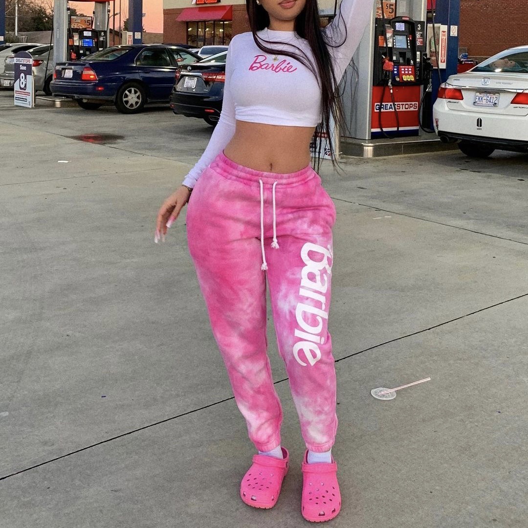 X04840m Tie-dye Casual Sportswear Fashion 2 Piece Trouser Set Hot Sale Women's Clothing 