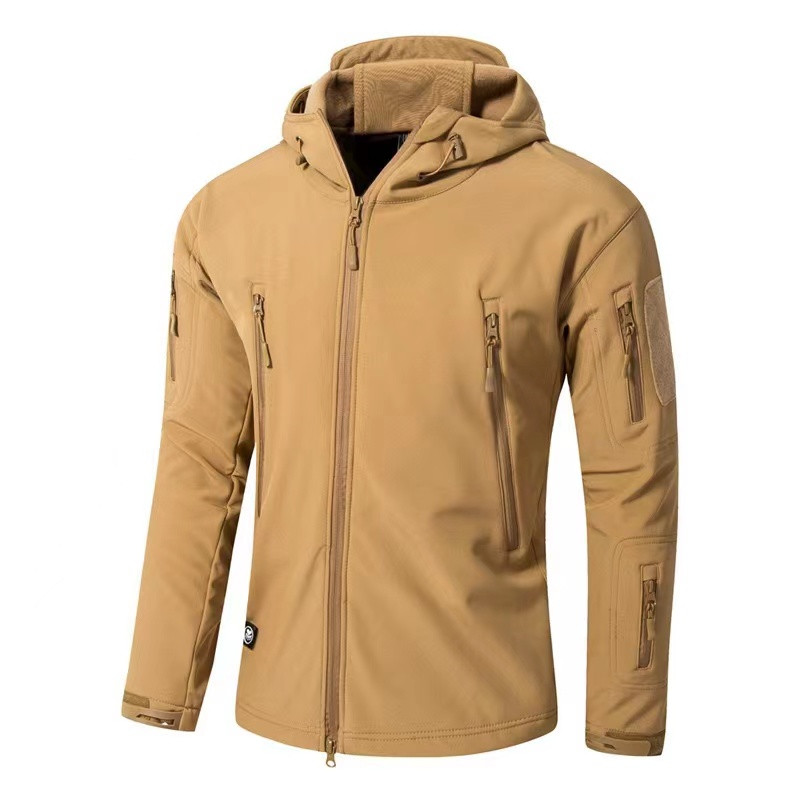 Soft Shell Fleece Windproof Hiking Winter Jacket Full Zip Camo Hunting Jacket For Men 