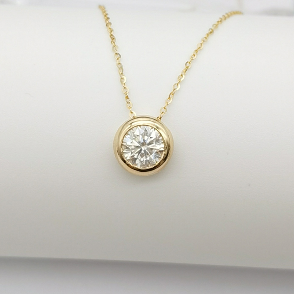 Custom Real Gold Jewelry 14k 1ct Round Diamonds Womens Solid Gold Moissanite Pendant Necklace 