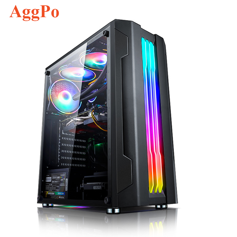 Illuminated Computer Case Casing Rgb Light Gaming Case Atx Transparent Large Board Side Game Case Computer Hardware Accessories 