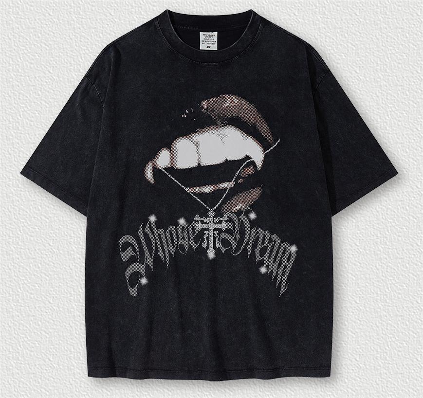 Denimguys Streetwear Vintage Screen Print Graphic Tee Outdoor Casual Loose Men's T-shirts 