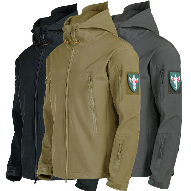 Cold-proof Outdoor Shark Skin Soft Shell Clothing Winter Men's Jacket Three-in-one Warm Breathable Waterproof Mountaineering 