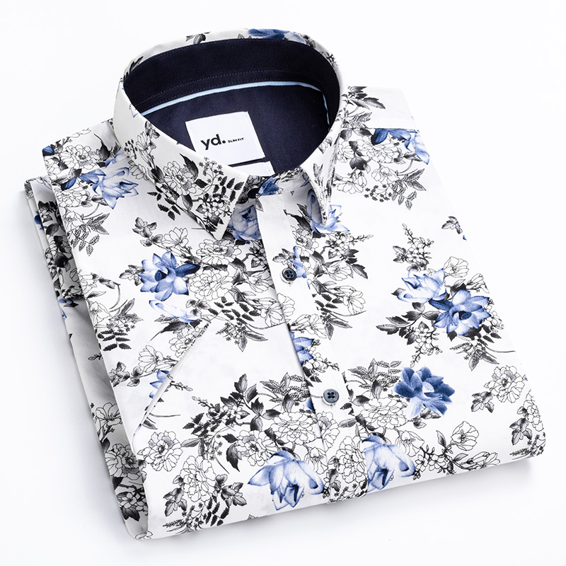 2022 For Wholesale Customized Premium High Quality Cotton Short Sleeve Slim Fit Casual Dress Print Shirt For Men Us Size 