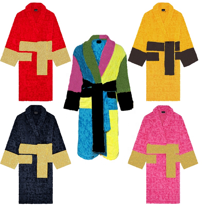 Women Nighty Bathrobe Women's Sleepwear Luxury Brand Pure Cotton Jacquard Unisex Bathrobe Allure Woman Luxury Designer Bathrobe 