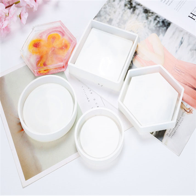 C-0093 Diy Round Square Hexagon Epoxy Silicone Molds Geode Coaster Resin Mold For Home Decoration 