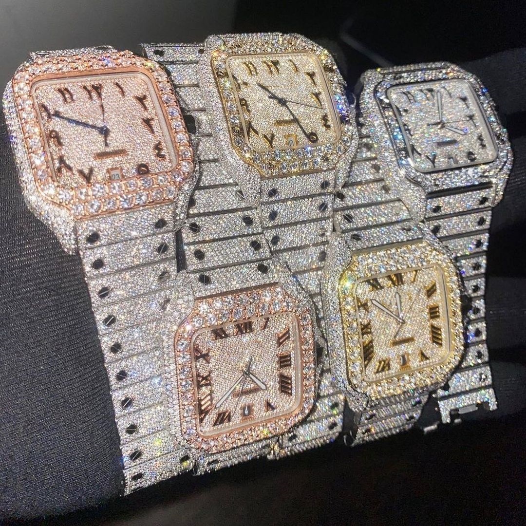Hip Hop Bussdown 41mm Mens Iced Out Branded Watch Honeycomb Setting Vvs Moissanite Watch