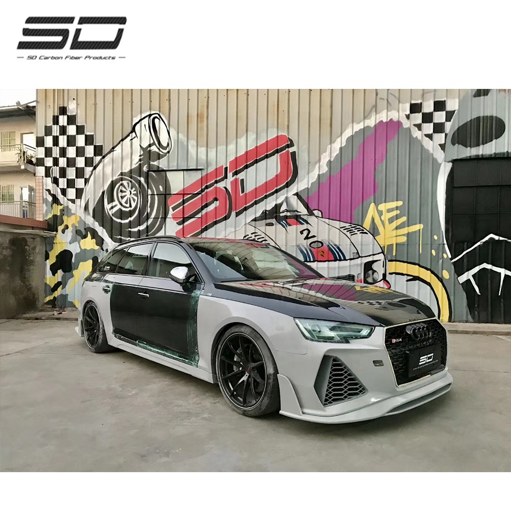 Dry Carbon Fiber Auto Body Kit Front Bumper Rear Bumper Rear Spoiler For Audi A4 Rs4 Allroad Travel Version 2017-2019 