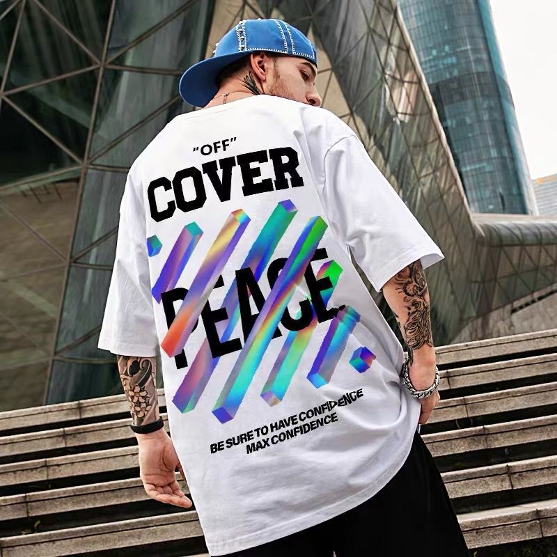 Men Graphic Tees 2022 Summer New Large Size Men's Short-sleeved T-shirt Fashion High Street Men's Clothing Printed T-shirt 