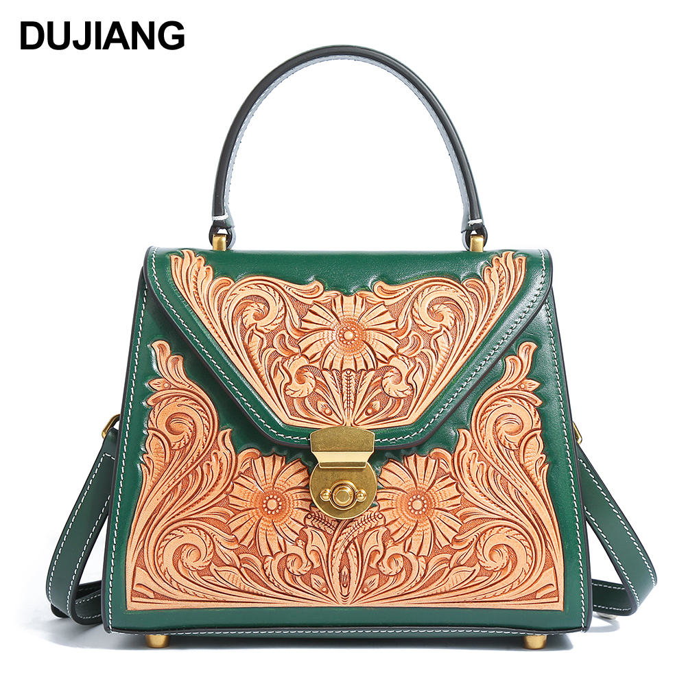 Ladies Designer Engraved Shoulder Crossbody Bag Genuine Leather Womens Carving Messenger Bags Handbags For Women Luxury 