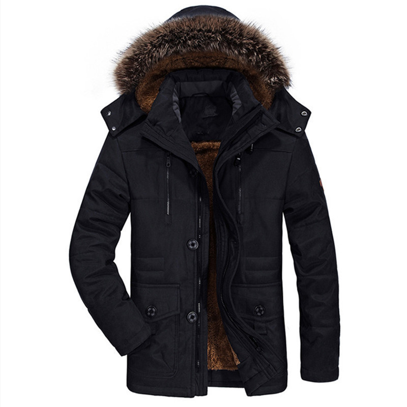 Men's Winter Thicken Cotton Canvas Parka Jacket Warm Casual Coat 