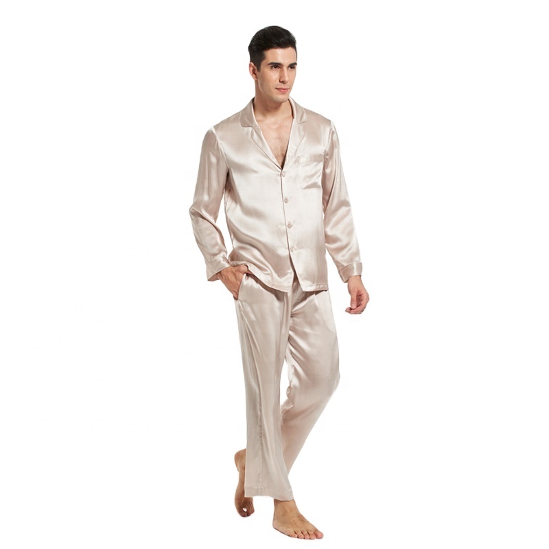 Wholesale Men's Pyjamas Set Basic Button-down Men Sleepwear With Classic Lapel Collar Shape 