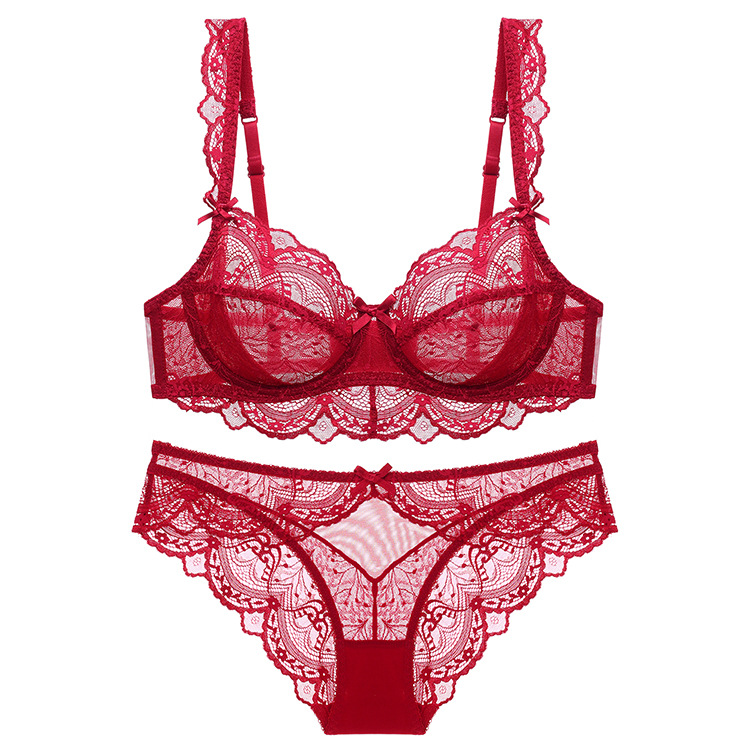 Custom Women Underwear Ladies Thong Plus Size Hollow Out Sexy Lace Bra And Panty Brief Underwear For Women 