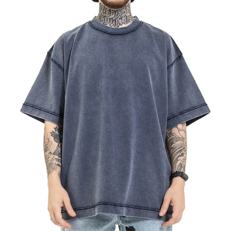 Wholesale Street Wear Hip Hop Oversize O Neck Vintage Washed T Shirt For Men 